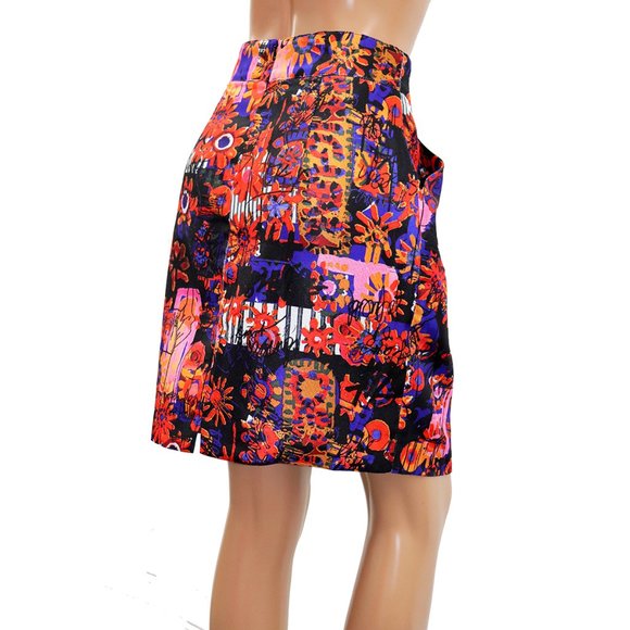 DESIGUAL FLOWER Power Vibrant Artsy Logo print Mini Skirt With Pockets 40 - Picture 4 of 10